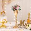 2 Pcs Tabletop Metal Wedding Flower Trumpet Vase, 16.5 inch Tall Table Decorative Centerpiece, Artificial Flower Arrangements for Anniversary Ceremony Party Birthday Event Aisle Home Decoration (Gold) view 2