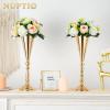 2 Pcs Tabletop Metal Wedding Flower Trumpet Vase, 16.5 inch Tall Table Decorative Centerpiece, Artificial Flower Arrangements for Anniversary Ceremony Party Birthday Event Aisle Home Decoration (Gold) view 3