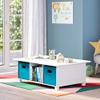 RiverRidge Kids 6 Cubby Storage 2pc Activity Table, White with Turquoise Bins view 2