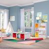 RiverRidge Kids 6 Cubby Storage 2pc Activity Table, White with Turquoise Bins view 4