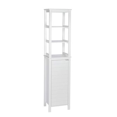 RiverRidge Home Madison Collection Open Shelves-White Linen Tower,