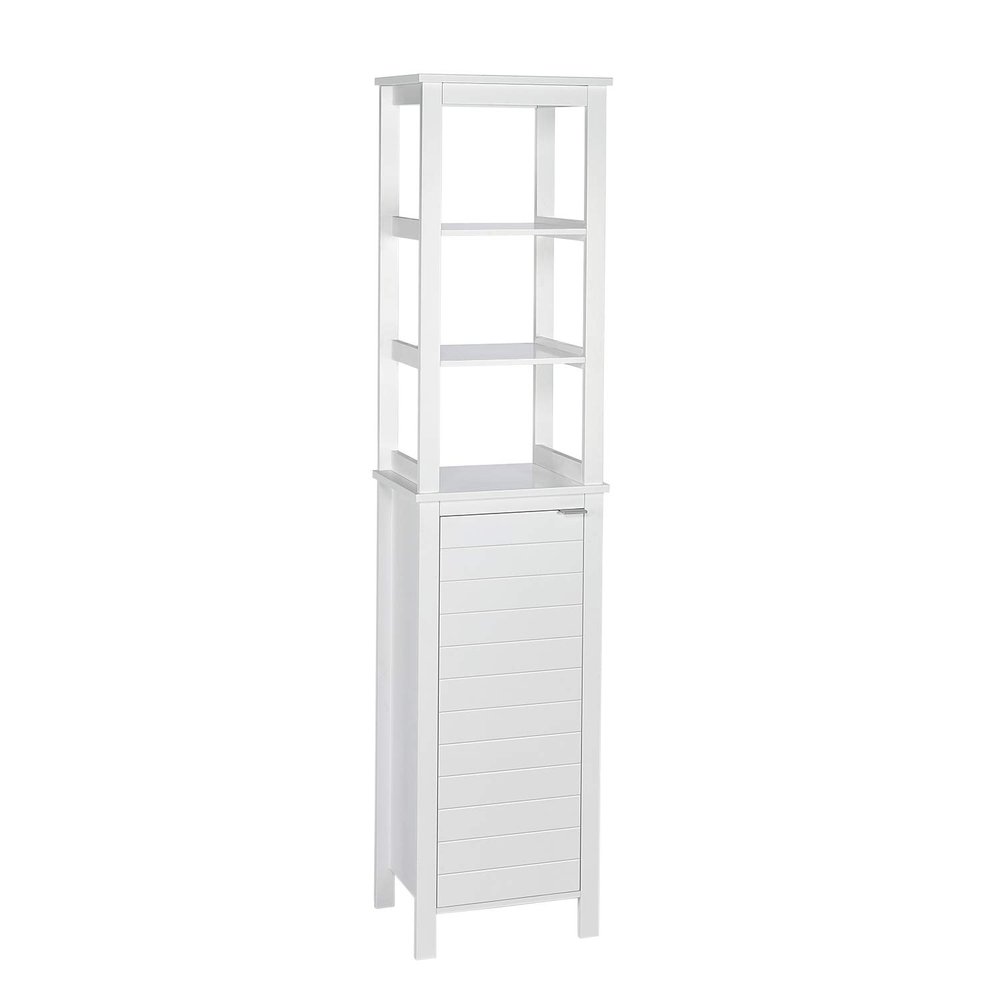 RiverRidge Home Madison Collection Open Shelves-White Linen Tower,