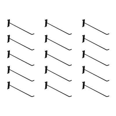 DBM IMPORTS 15 PC 12" Gloss Black Long Grid Wall Metal Hooks Display for Use W/Gridwall Panels