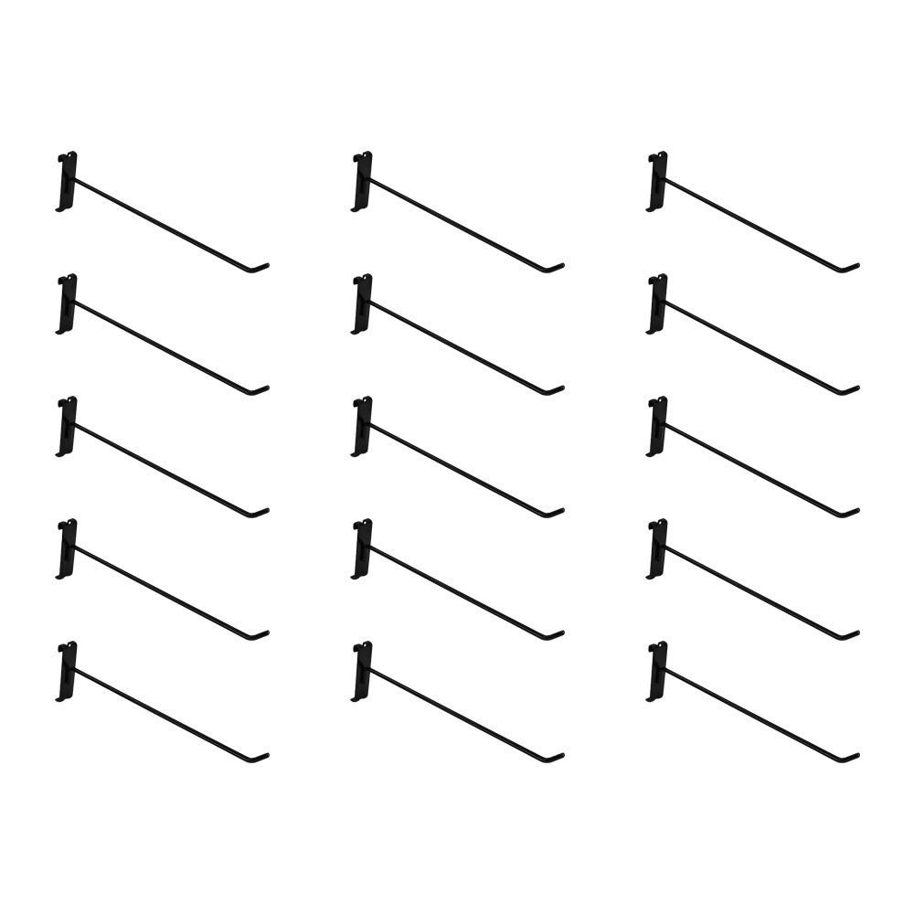 DBM IMPORTS 15 PC 12" Gloss Black Long Grid Wall Metal Hooks Display for Use W/Gridwall Panels
