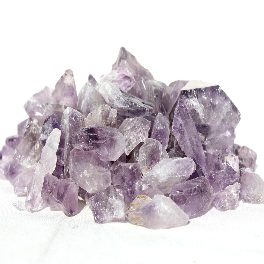AURA VARIETY 8 OZ (1/2 LB) Amethyst Bulk Rough Stones - Natural Raw Stones Mix & Fountain Rocks for Tumbling, Cabbing, Polishing, Wire Wrapping, Wicca & Reiki Crystal Healing