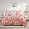 Home Soft Things Birdsong Bedspread Set, Soft Lightweight Reversible Quilt Coverlet Bedspread Bedding Set Cover for All Season, Oversize 122" x 106", Coral view 1