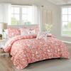 Home Soft Things Birdsong Bedspread Set, Soft Lightweight Reversible Quilt Coverlet Bedspread Bedding Set Cover for All Season, Oversize 122" x 106", Coral view 2