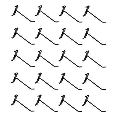 DBM IMPORTS 20 PC 6" Gloss Black Grid Wall Metal Hooks Display for Use W/Gridwall Panels