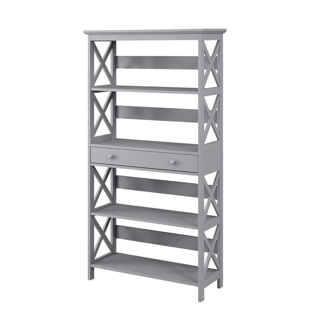 Convenience Concepts Oxford 5 Tier Bookcase with Drawer, Gray