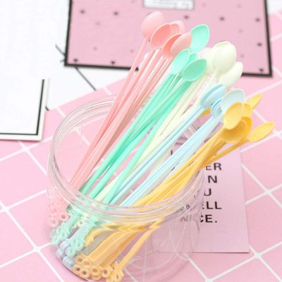 AKOAK 60 Pack 5inch Mini Food Grade Plastic Disposable Coffee Tea Beverage Stirrers Spoon Sticks Bar Tool