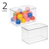 mDesign Set of 2 Storage Boxes with Lids Stackable Plastic Storage Boxes for Nursery Practical Plastic Toy Box Set Clear view 2