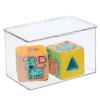 mDesign Set of 2 Storage Boxes with Lids Stackable Plastic Storage Boxes for Nursery Practical Plastic Toy Box Set Clear view 4