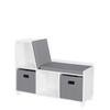 RiverRidge Kids Reading Nook and White Cubby Storage Bench with Comfy Cushioned Seat and Cubbies Toy Organizer, White With Gray Bins view 1