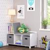 RiverRidge Kids Reading Nook and White Cubby Storage Bench with Comfy Cushioned Seat and Cubbies Toy Organizer, White With Gray Bins view 2