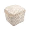 TOV Furniture Inca Geometric Square Fabric Pouf, 18", Natural view 1