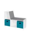 RiverRidge Kids Reading Nook and White Cubby Storage Bench with Comfy Cushioned Seat and Cubbies Toy Organizer, White With Turquoise Bins view 1