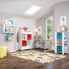 RiverRidge Kids Reading Nook and White Cubby Storage Bench with Comfy Cushioned Seat and Cubbies Toy Organizer, White With Turquoise Bins view 4