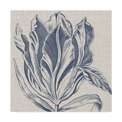 Trademark Fine Art Indigo Floral On Linen I by Vision Studio, 18x18