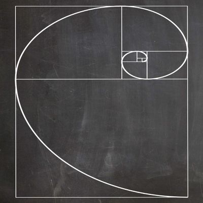 Math Art Print - Fibonacci Golden Spiral / Gift & Decor For Teachers, Classroom & Math Students / Fibonacci Spiral Educational Poster & Mathematician Poster, Math Posters & Retro Classroom Decor (11.7 x 16.5 (A3), Chalkboard Black)