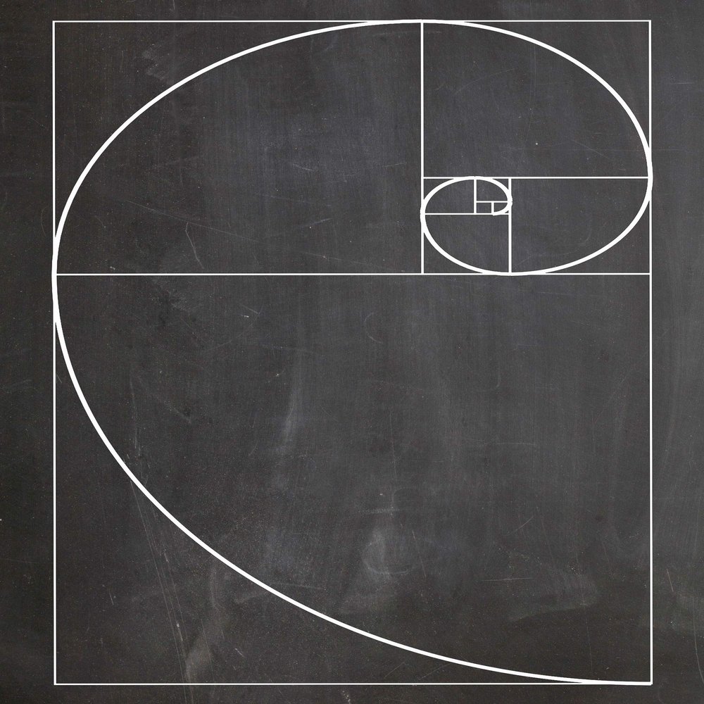 Math Art Print - Fibonacci Golden Spiral / Gift & Decor For Teachers, Classroom & Math Students / Fibonacci Spiral Educational Poster & Mathematician Poster, Math Posters & Retro Classroom Decor (11.7 x 16.5 (A3), Chalkboard Black)