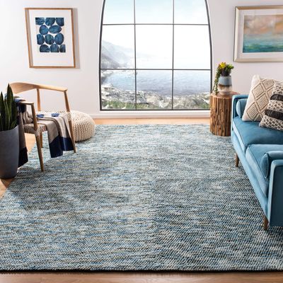 SAFAVIEH Area Rug 8x10 - Natura Collection - Large - Blue & Ivory, Handmade, Ideal for Living Room, Bedroom, Dining Space (NAT551M)
