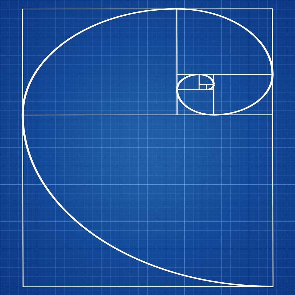 Wallbuddy Fibonacci Poster Golden Spiral Poster Mathematics Poster Maths Poster Fibonacci Series Science Poster Science Print Scientific Art WB203 (12 x 16, Blueprint)
