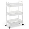 CAXXA 3-Tier Rolling Metal Storage Organizer - Mobile Utility Cart Kitchen Cart with Caster Wheels, White view 1