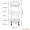 CAXXA 3-Tier Rolling Metal Storage Organizer - Mobile Utility Cart Kitchen Cart with Caster Wheels, White view 3