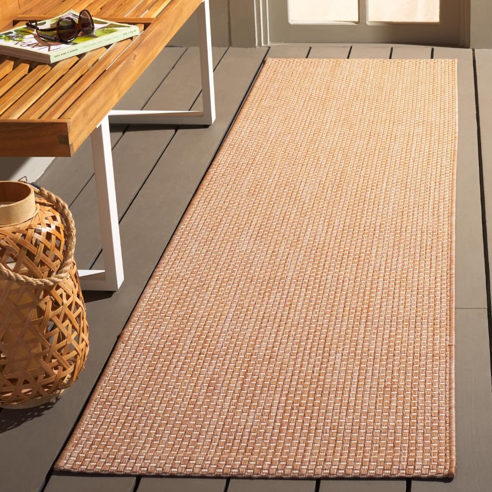 SAFAVIEH Washable Rug Outdoor Courtyard Collection - 2'3" x 10' Runner, Natural & Cream, Non-Shedding & Easy Cleaning, Ideal for Patio, Entryway, Mudroom, Hallway, Kitchen (CY8521-03012)