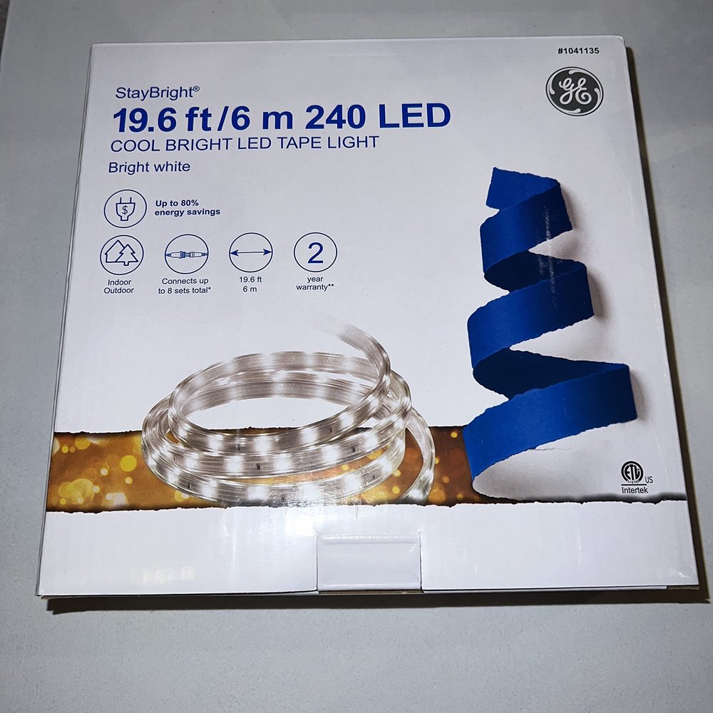 GE StayBright 240-Count 19.6-ft Constant with White Integrated Led Plug-in Christmas Rope Lights with Clear Tubing 82152LO