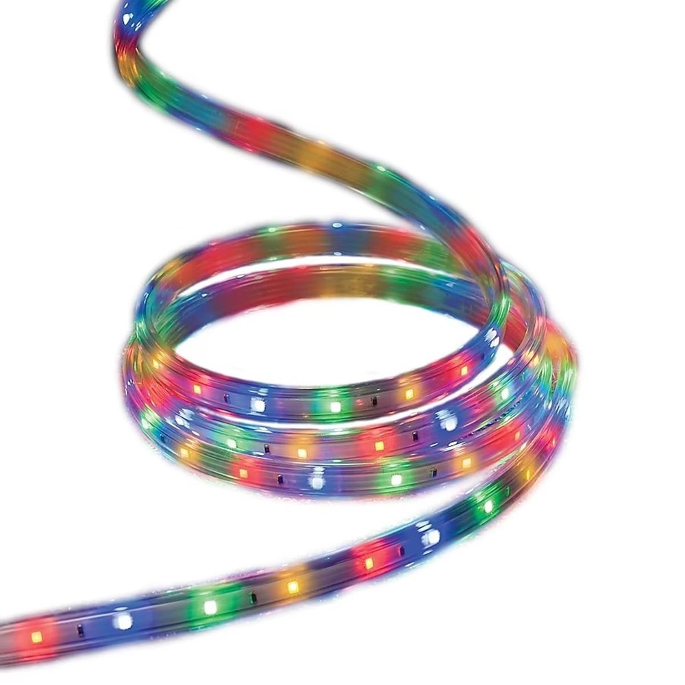GE StayBright 240-Count 19.6-ft Constant Multicolor Integrated Led Plug-in Christmas Rope Lights with Clear Tubing 82155LO