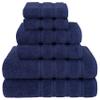 American Soft Linen Luxury 6 Piece Towel Set, 2 Bath Towels 2 Hand Towel 2 Washcloths, 600 GSM 100% Cotton Turkish Towels for Bathroom, Navy Blue Towel Sets view 1