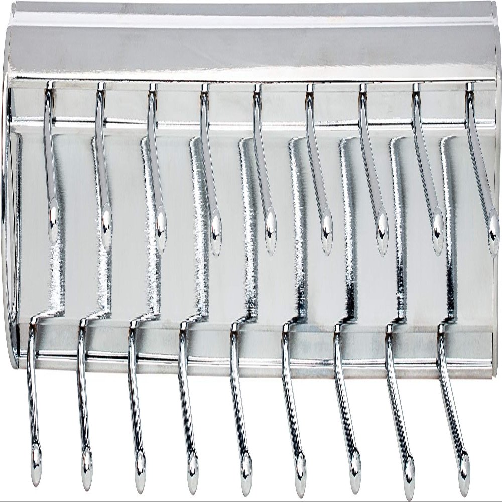 14 Inch Tie Rack with 12 Hooks - Polished Chrome