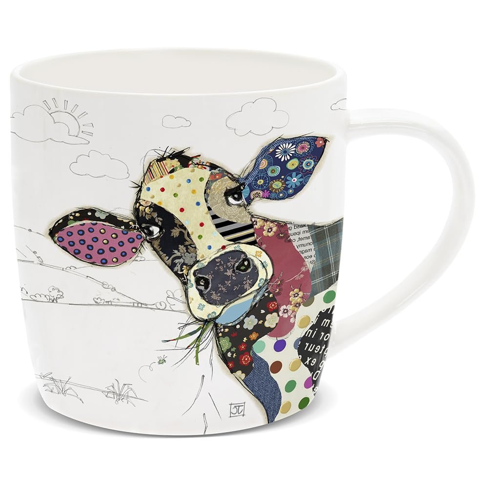 Fine China Cup, Coffee Mug with Kooks Connie Cow Design by Bug Art Boxed