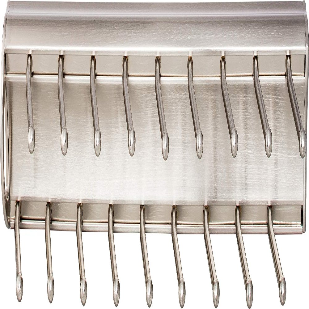 14 Inch Tie Rack with 12 Hooks - Satin Nickel