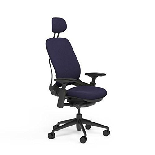 Steelcase Leap Desk Task Chair in Buzz2 5G63 Crocus Fabric with Headrest - 4-Way Highly Adjustable Arms - Black Frame and Base - Soft Dual Wheel Hard Floor Casters