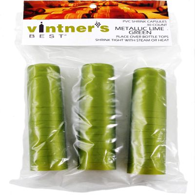 Metallic Lime Green PVC Shrink Capsules (Bag of 30)