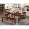 East West Furniture NOML5C-MAH-LC 5 Pc Kitchen Nook Dining Set - Table Plus 2 Dining Table Chairs and 2 Benches view 2
