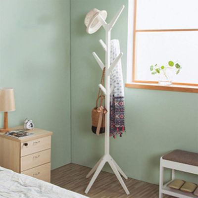 Panet coat rack Solid wood coat rack free standing coat rack floor bedroom clothes rack (Color : B)