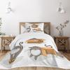 Ambesonne Cat Bedspread Set, Cartoon Cat Trying Fit Different Sized Cardboard Boxes Domestic Companion, 3 Piece Decorative Bedding Coverlet and 2 Pillow Shams, Twin Size, Sand Brown Warm Taupe view 1