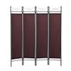 4 Panel Indoor Room Divider 63 Inch Tall Steel Frame,Portable Folding Partition Privacy Room for Living Room Bedroom Home Office,Brown view 3