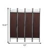 4 Panel Indoor Room Divider 63 Inch Tall Steel Frame,Portable Folding Partition Privacy Room for Living Room Bedroom Home Office,Brown view 4