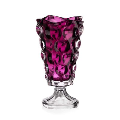 Czech Bohemian Crystal Glass Footed Vase 16''-Height Purple ''Samba'' Design Elegant Centerpiece Flower Vase Gorgeous Home Decor Birthday Wedding Housewarming Anniversary Party