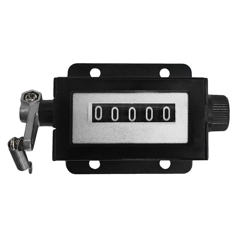 MH GLOBAL 5-Digit Turning Knob Reset Ratchet Counter, 4 Holes Mount