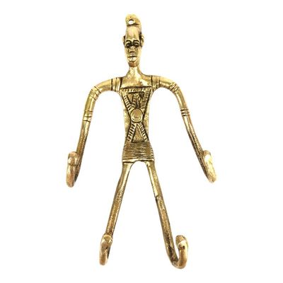 Indian Shelf Pack of 1 Brass Heavy Duty Decorative Vintage Key Holder, Key Wall Hooks for Hanging Coats, Jackets, Leash, Hat, Towel, Backpack, Purse, Handbag [Gold]