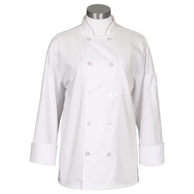 Fame 10 Button Mesh Back Long Sleeve Chef Coat C11P - White/XL (WFA82672WHXL)