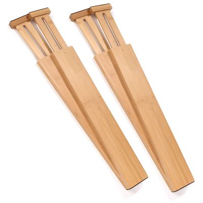 KINSON Bamboo Spring Expandable Adjustable Drawer Divider, Kitchen Living Room Bedroom Bathroom Desk - 2 Sets of 4