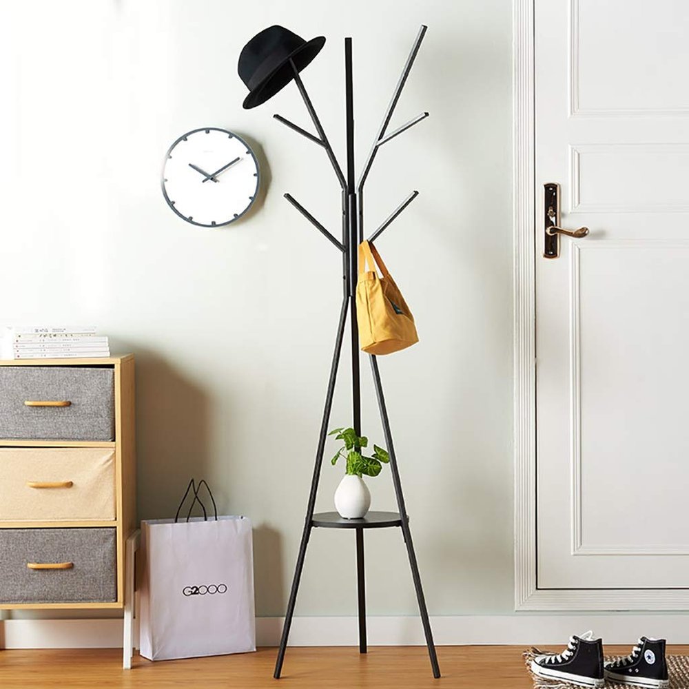 Panet coat rack Floor free standing coat rack Hall coat rack wrought iron living room coat rack (Color : A)