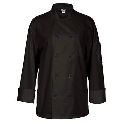 Fame 10 Button Mesh Back Long Sleeve Chef Coat C11P - Black/LG (WFA83106BKLG)