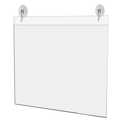 4 Pack Window Sign Holder 17" x 11" with 2 Predrilled Holes and Suction Cups with Hooks for Room Rates and Special Offers in Hotels and Motels Clear Acrylic by Marketing Holders